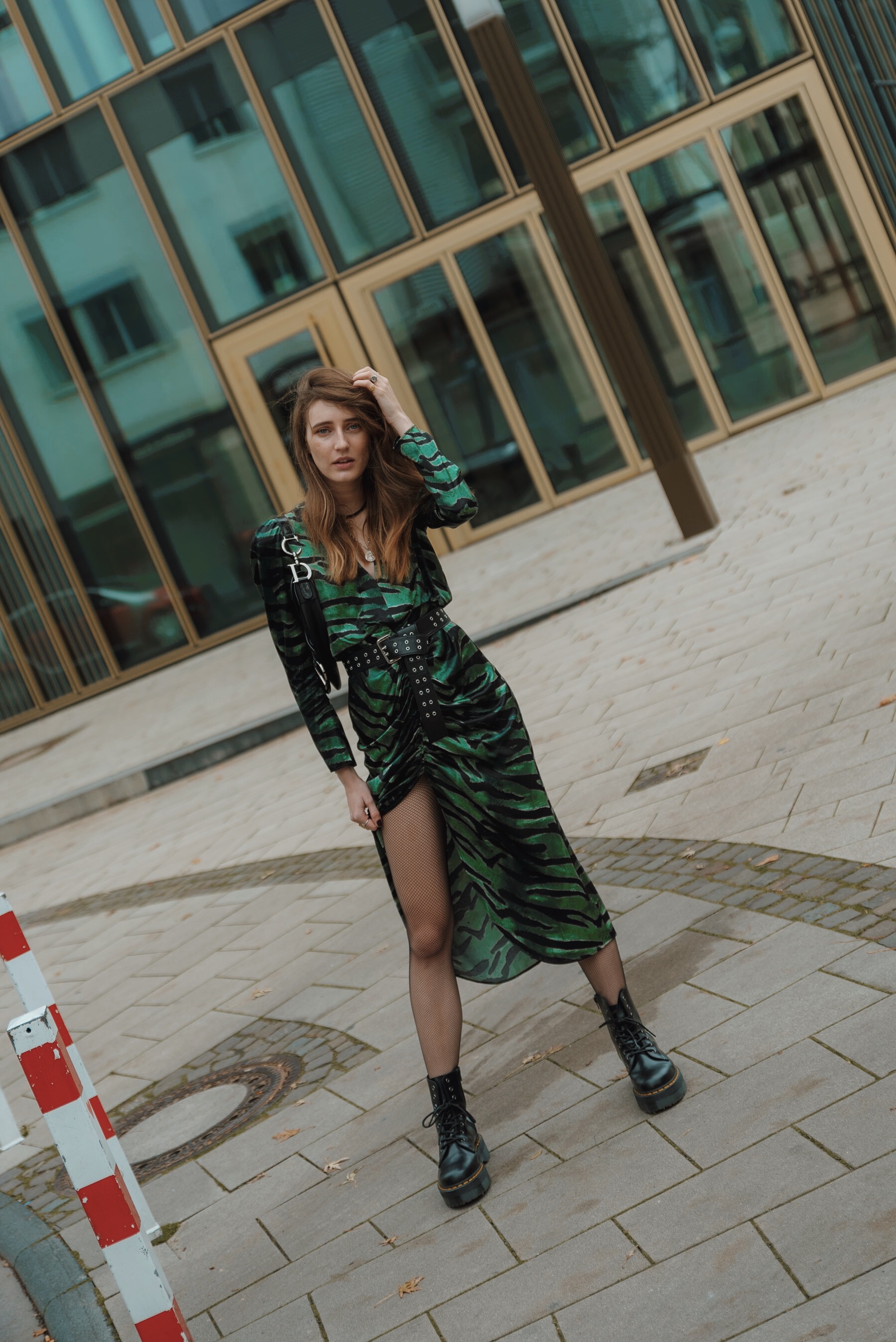 topshop green tiger dress